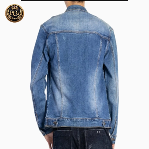 Casual Long Sleeve Man Denim Jacket Back Side