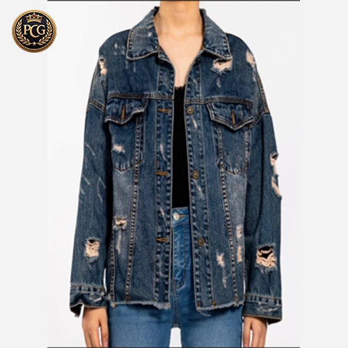 Vintage Ripped Raw Edge Casual Long Sleeve Denim Jacket